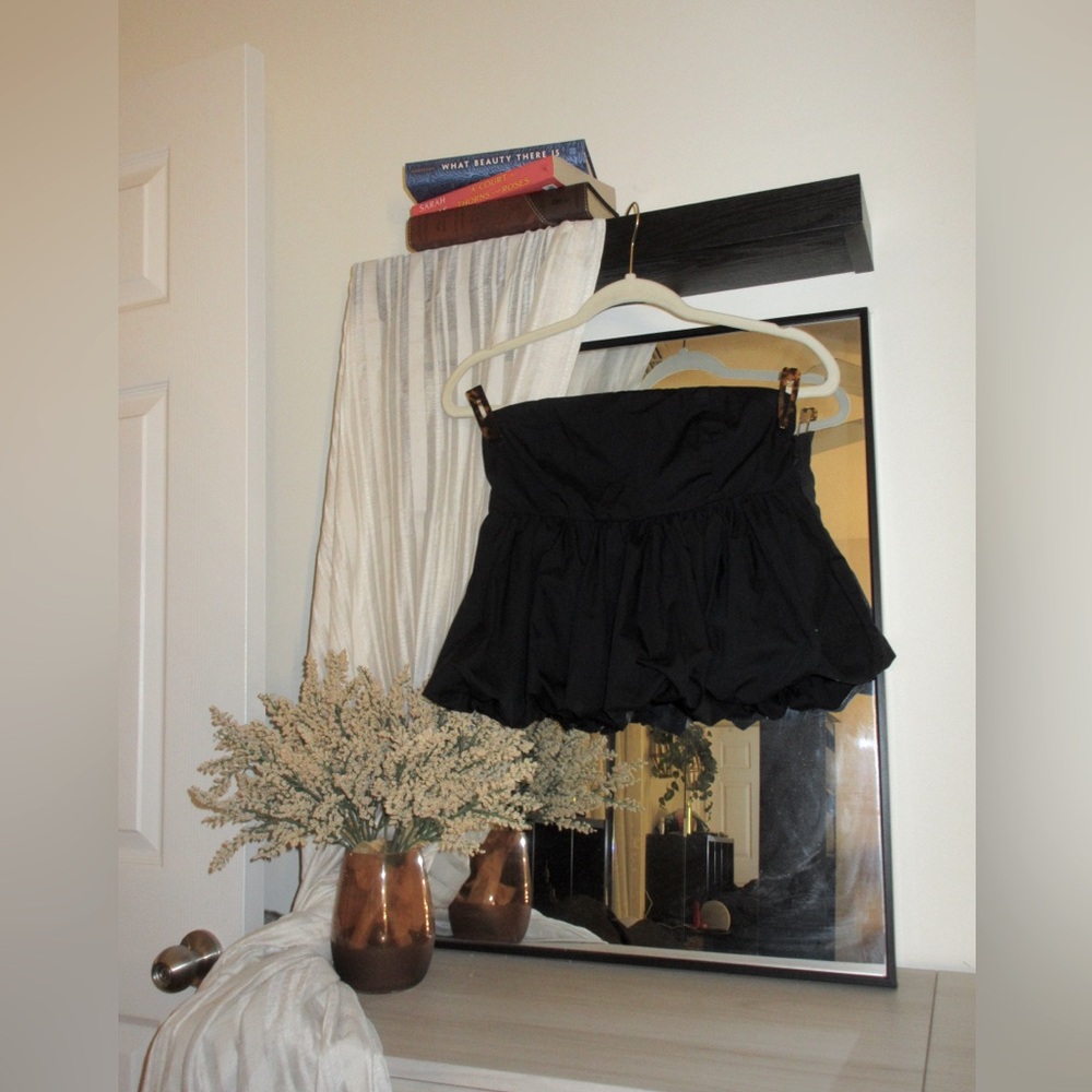 Abercrombie & Fitch Strapless Poplin Bubble Top, Size Small, Black